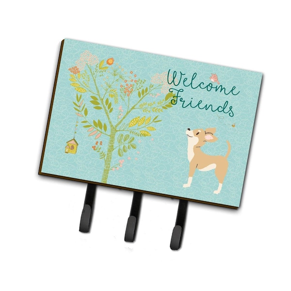 Carolines Treasures Welcome Friends Brown White Chihuahua Leash or Key Holder, 6 x 2 x 9 in. BB7628TH68 - main